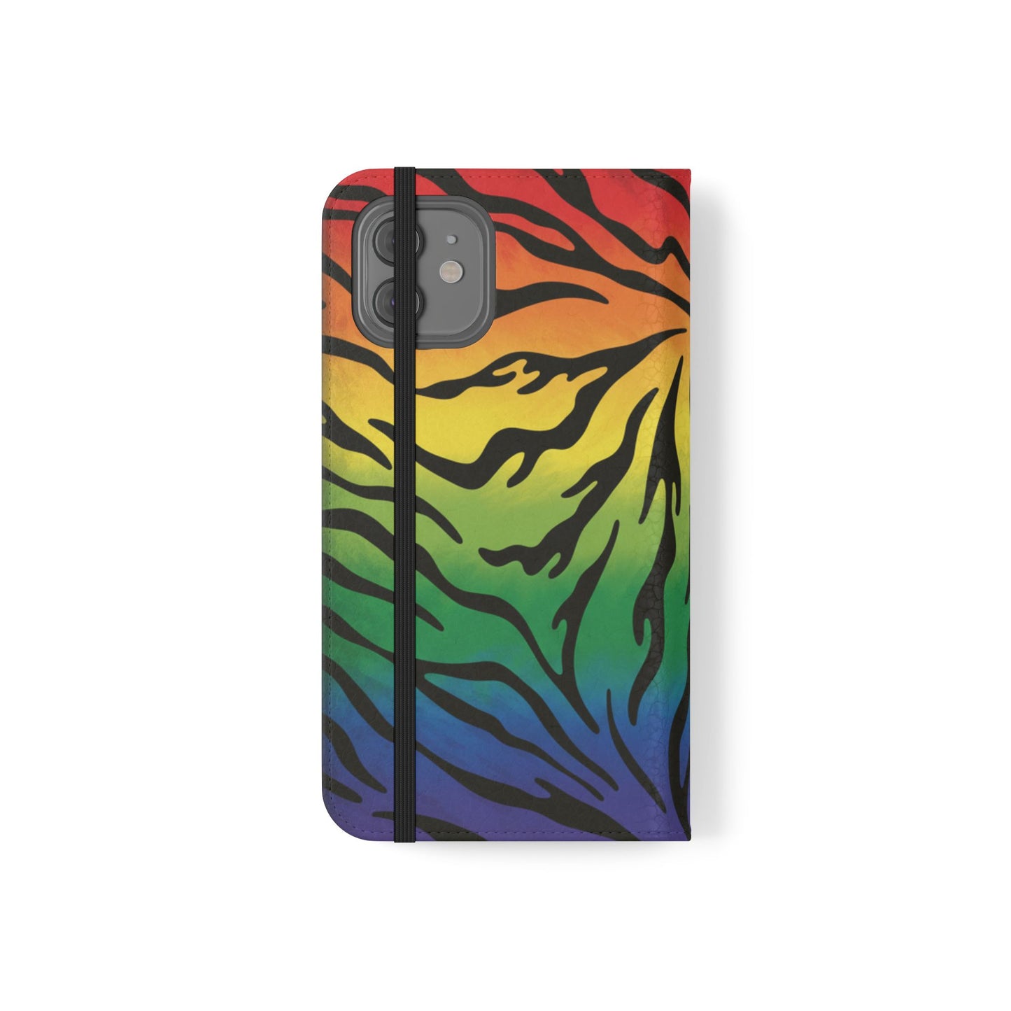 Rainbow Zebra Flip Phone Case – Colorful Pride Wallet Cover