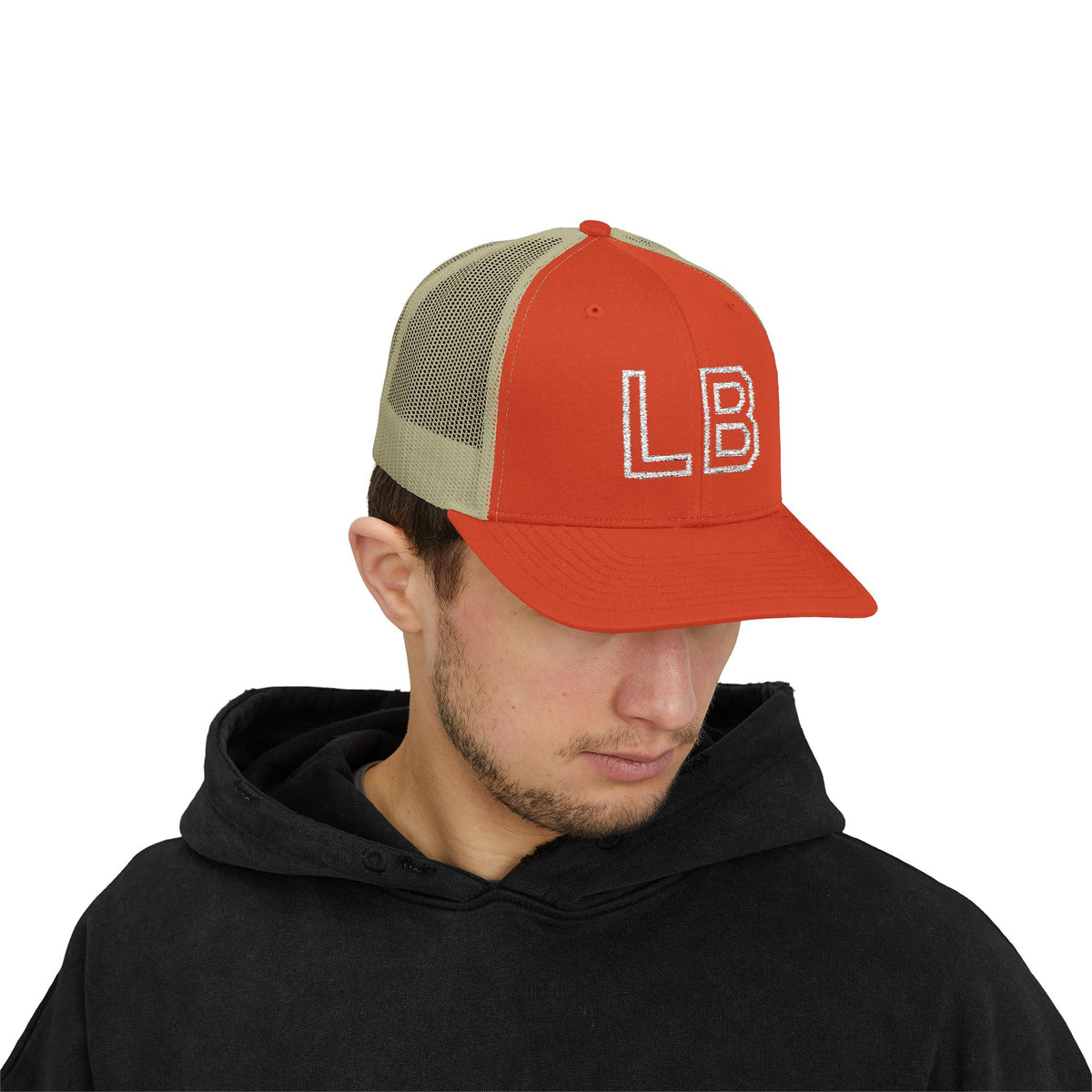 LB Green and White Snapback Trucker Cap