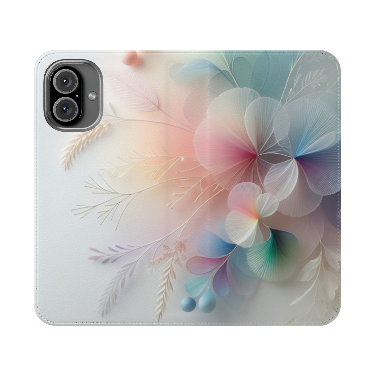 Floral Dream Flip Phone Case - Pastel Watercolor Wallet Cover