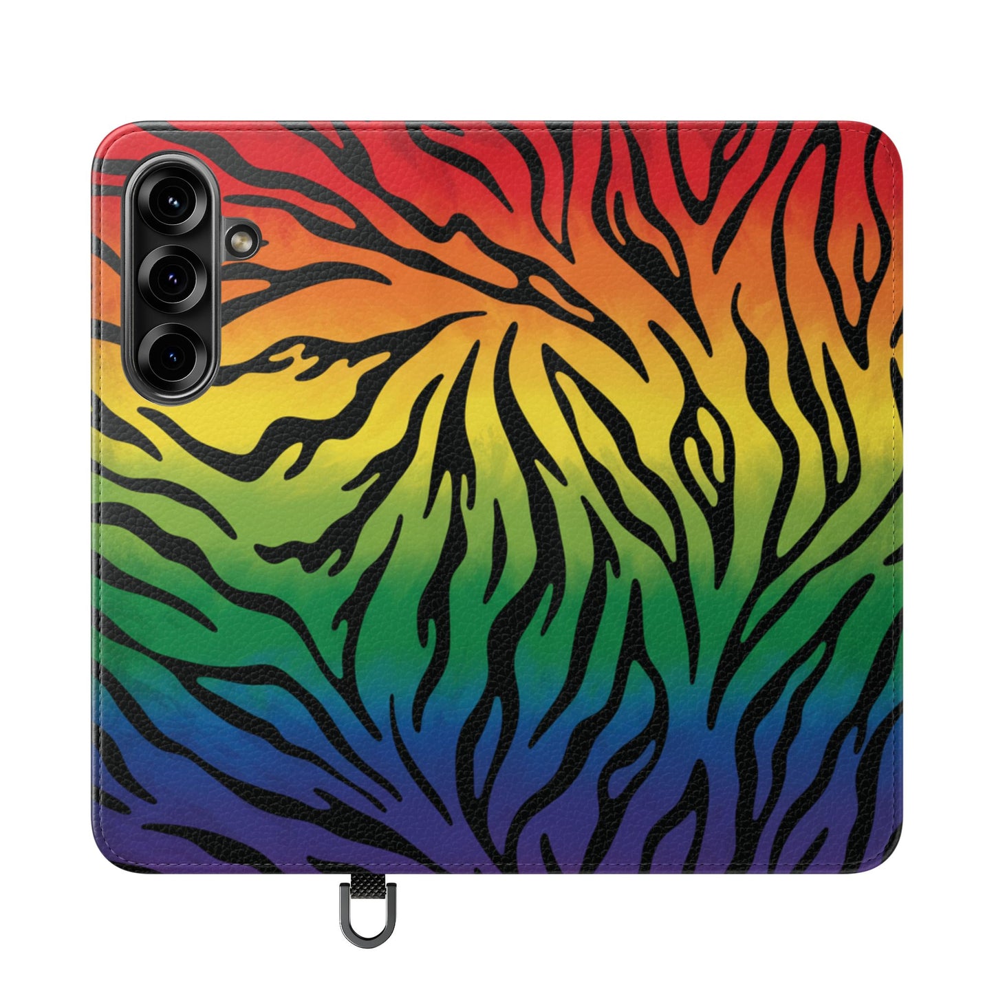 Rainbow Zebra Flip Phone Case – Colorful Pride Wallet Cover