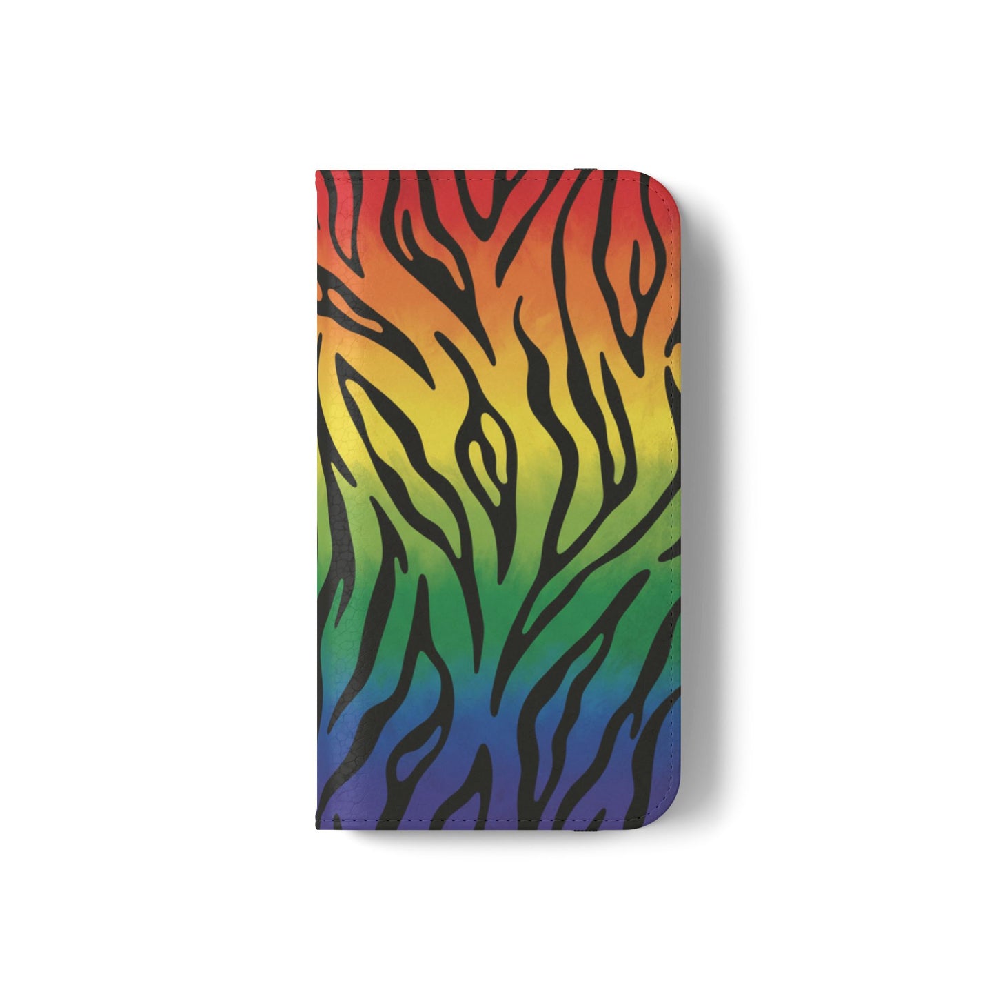 Rainbow Zebra Flip Phone Case – Colorful Pride Wallet Cover
