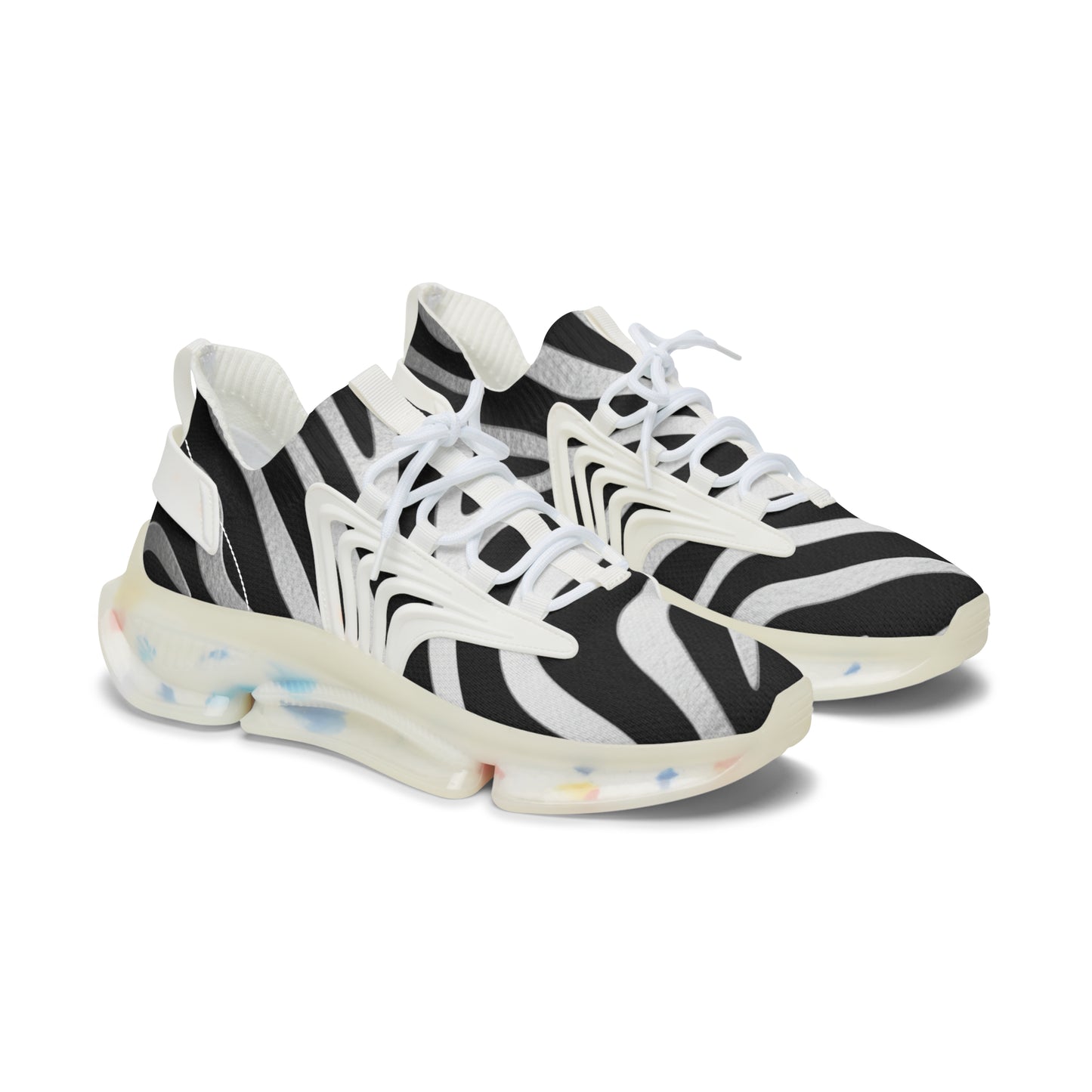 Zebra-Print Mesh Sneakers — Women's Lightweight Athletic Shoes