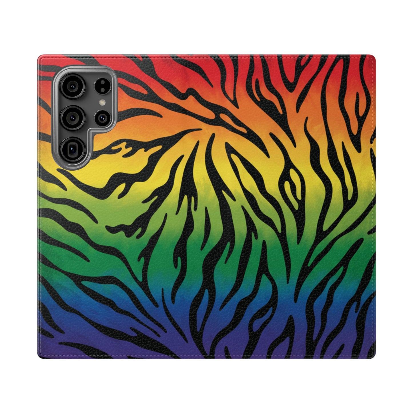 Rainbow Zebra Flip Phone Case – Colorful Pride Wallet Cover