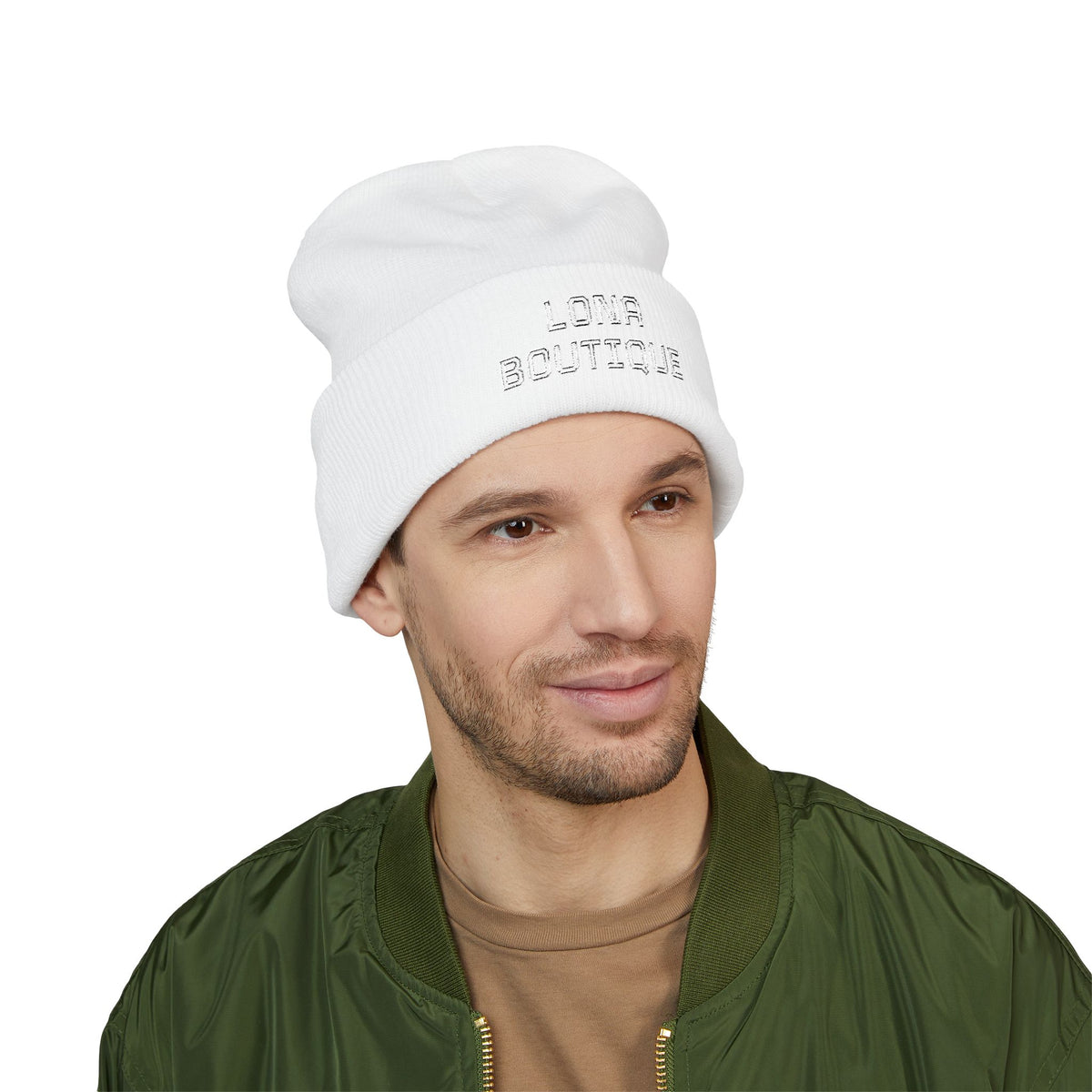 Love Yourself – Bestickte Unisex-Beanie mit Umschlag