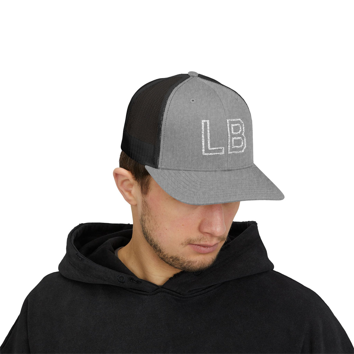 LB Green and White Snapback Trucker Cap
