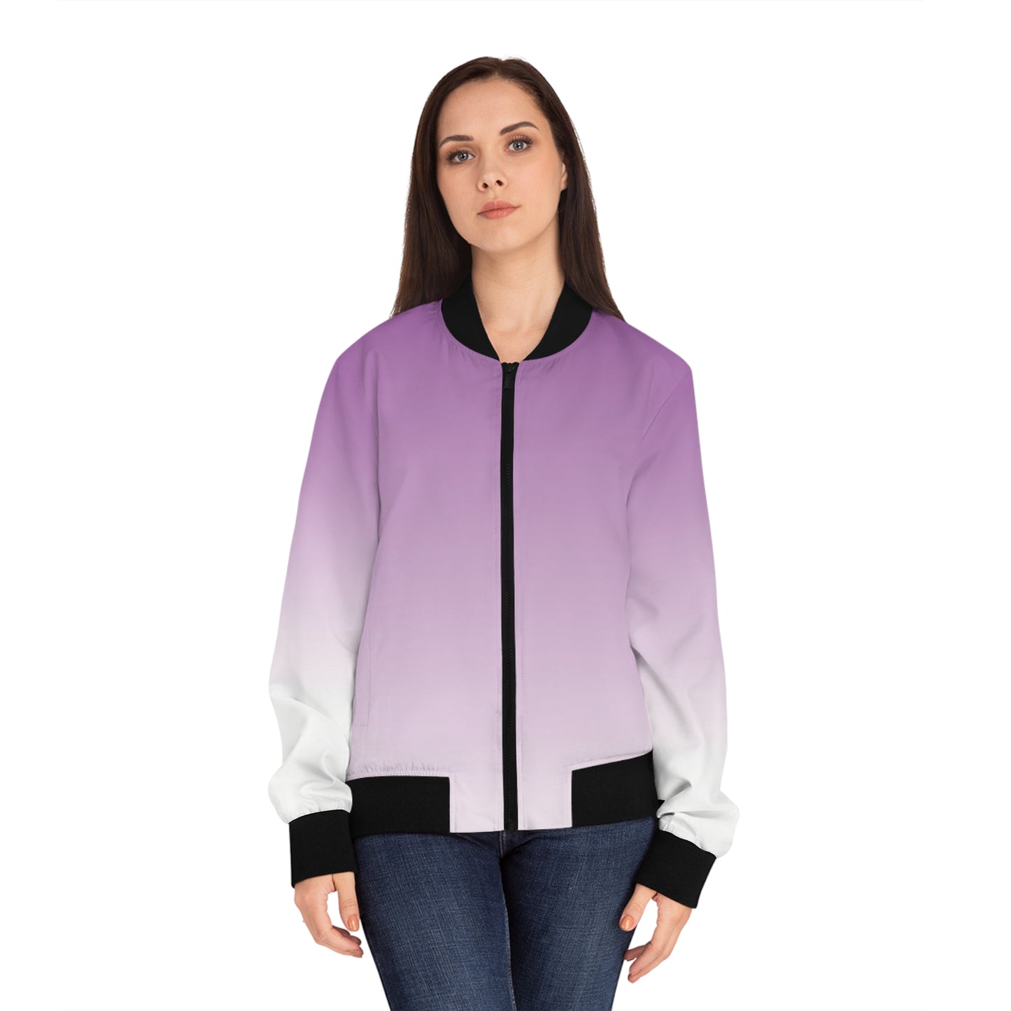 Purple Ombre Bomber Jacket — Women's Gradient Flight Jacket