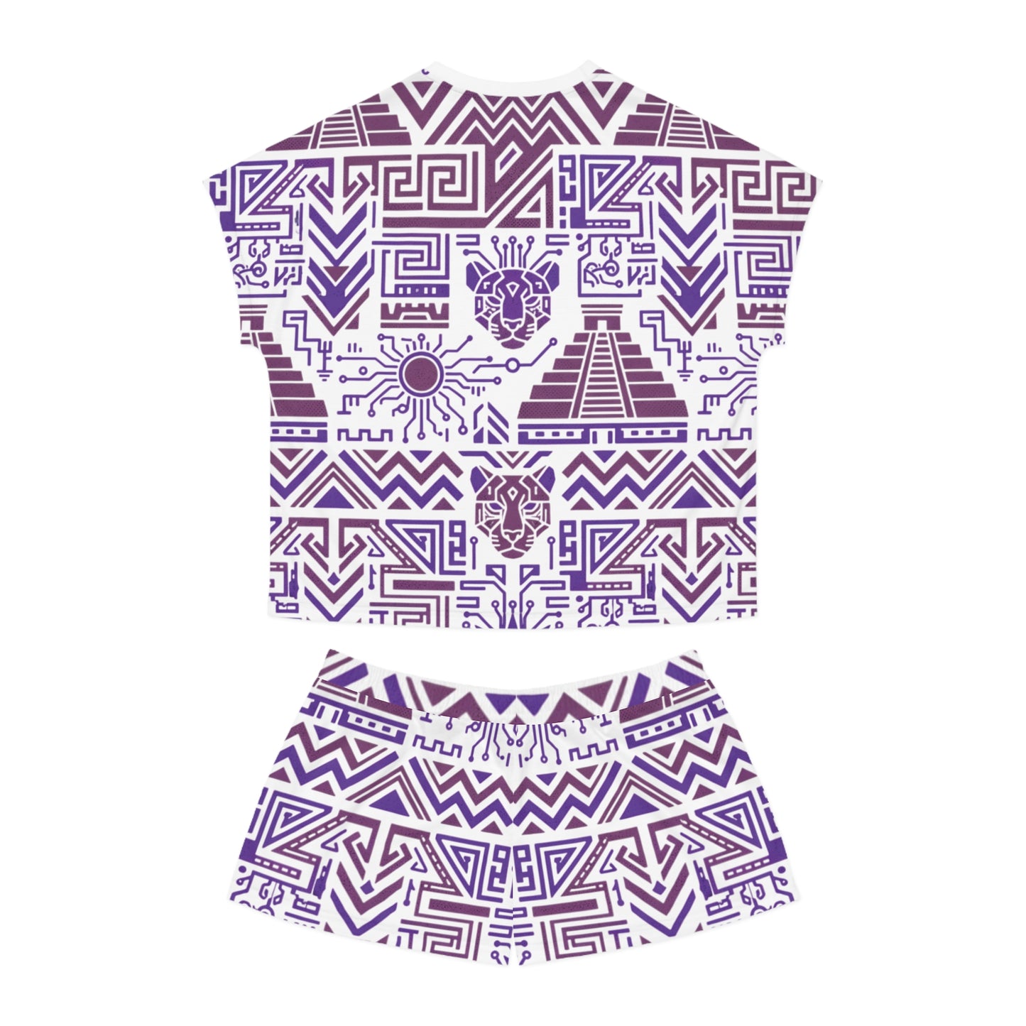 Aztec Purple Pattern Women's Short Pajama Set