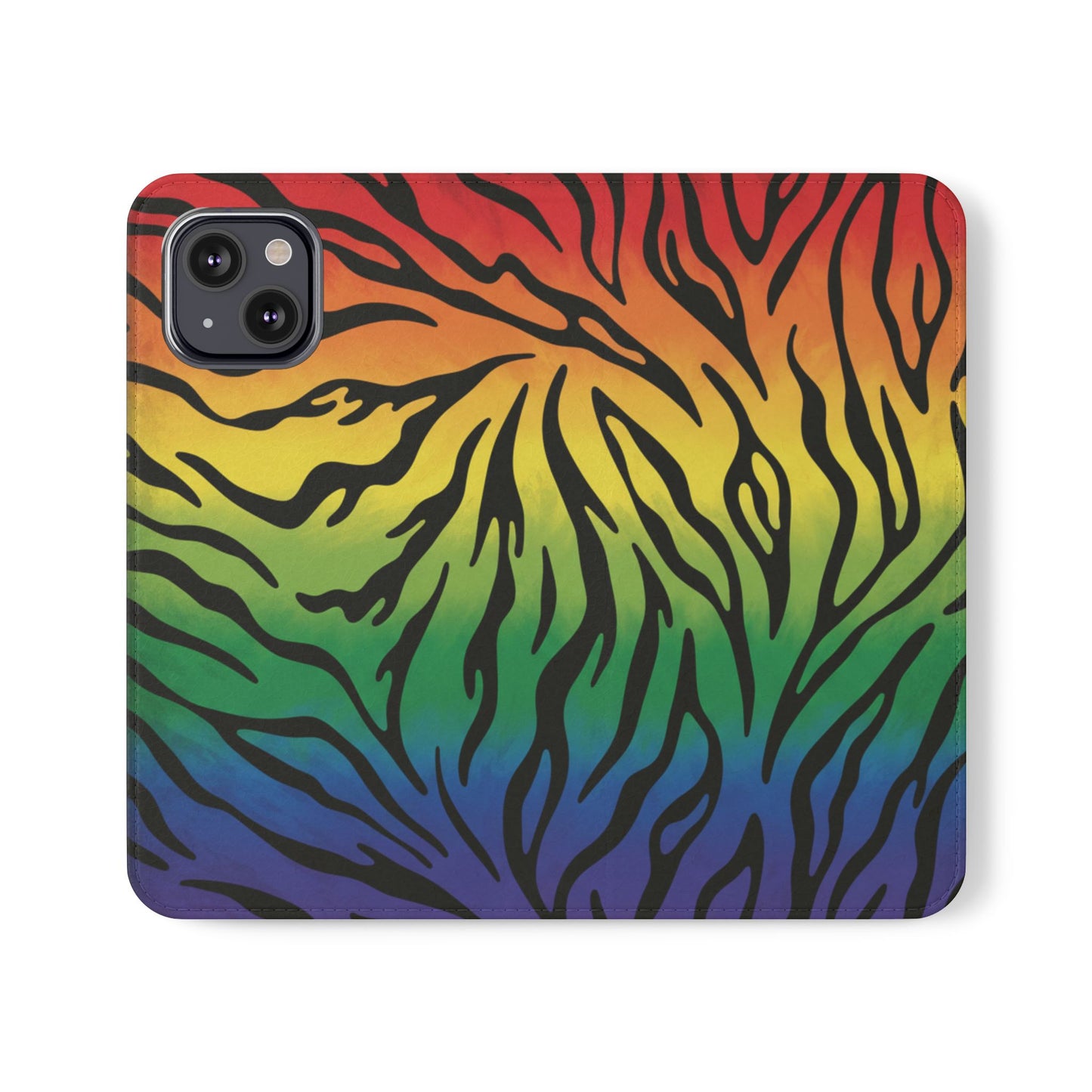 Rainbow Zebra Flip Phone Case – Colorful Pride Wallet Cover