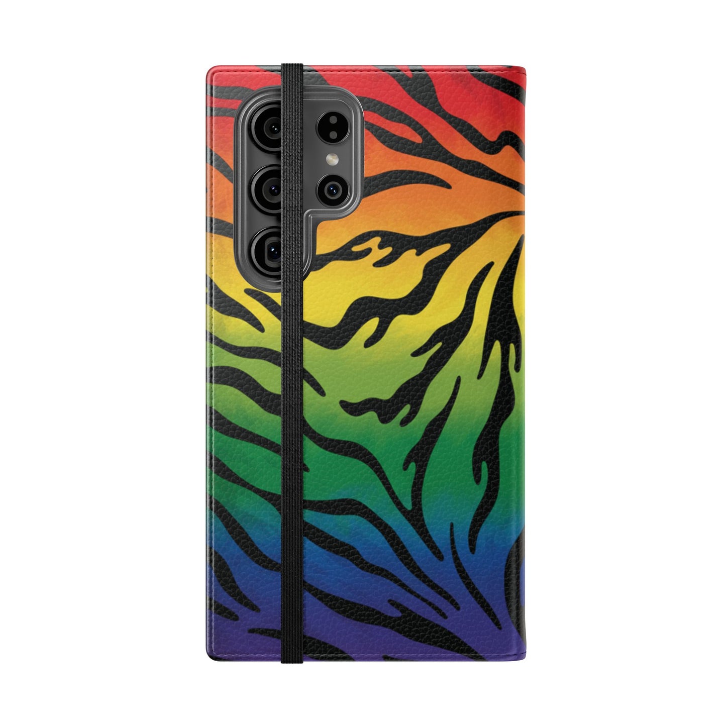 Rainbow Zebra Flip Phone Case – Colorful Pride Wallet Cover
