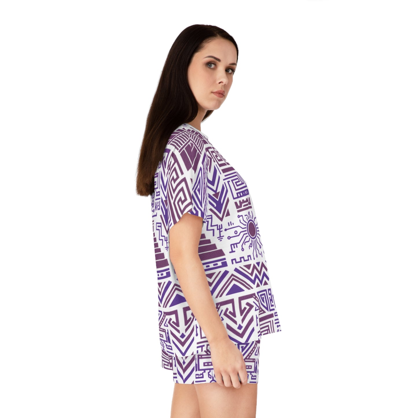 Aztec Purple Pattern Women's Short Pajama Set