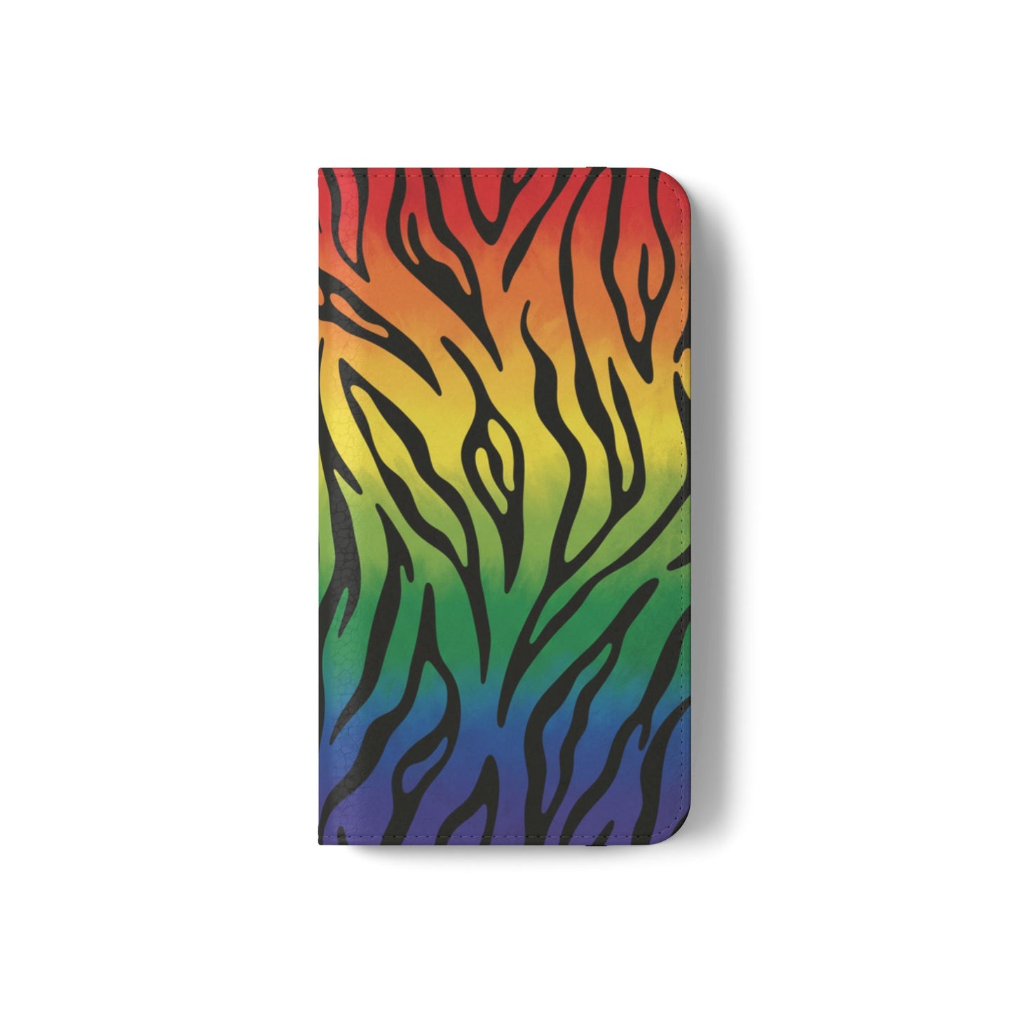 Rainbow Zebra Flip Phone Case – Colorful Pride Wallet Cover