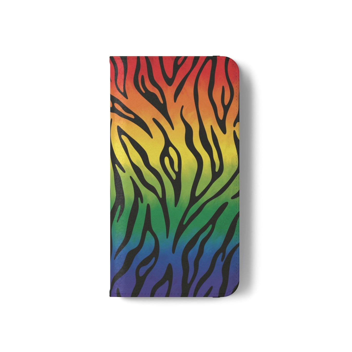 Rainbow Zebra Flip Phone Case – Colorful Pride Wallet Cover