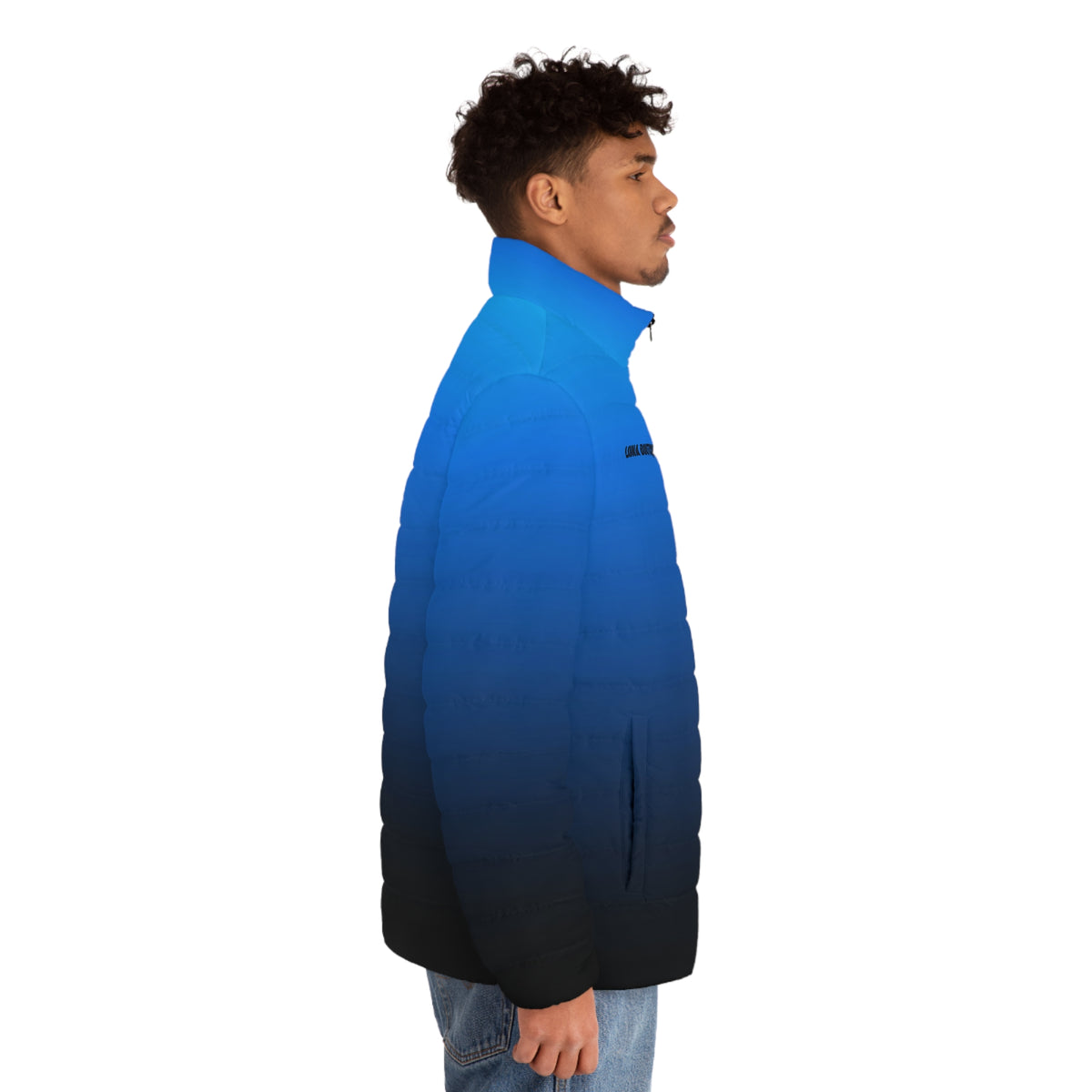 Men’s Blue-to-Black Gradient Puffer Jacket