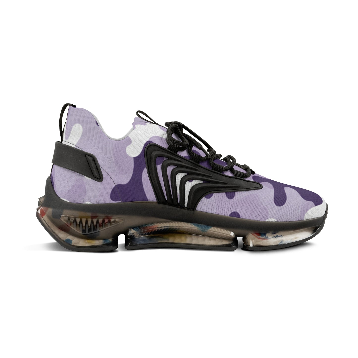 Purple Camo Mesh Sneakers — Men's Lightweight Athletic Shoes