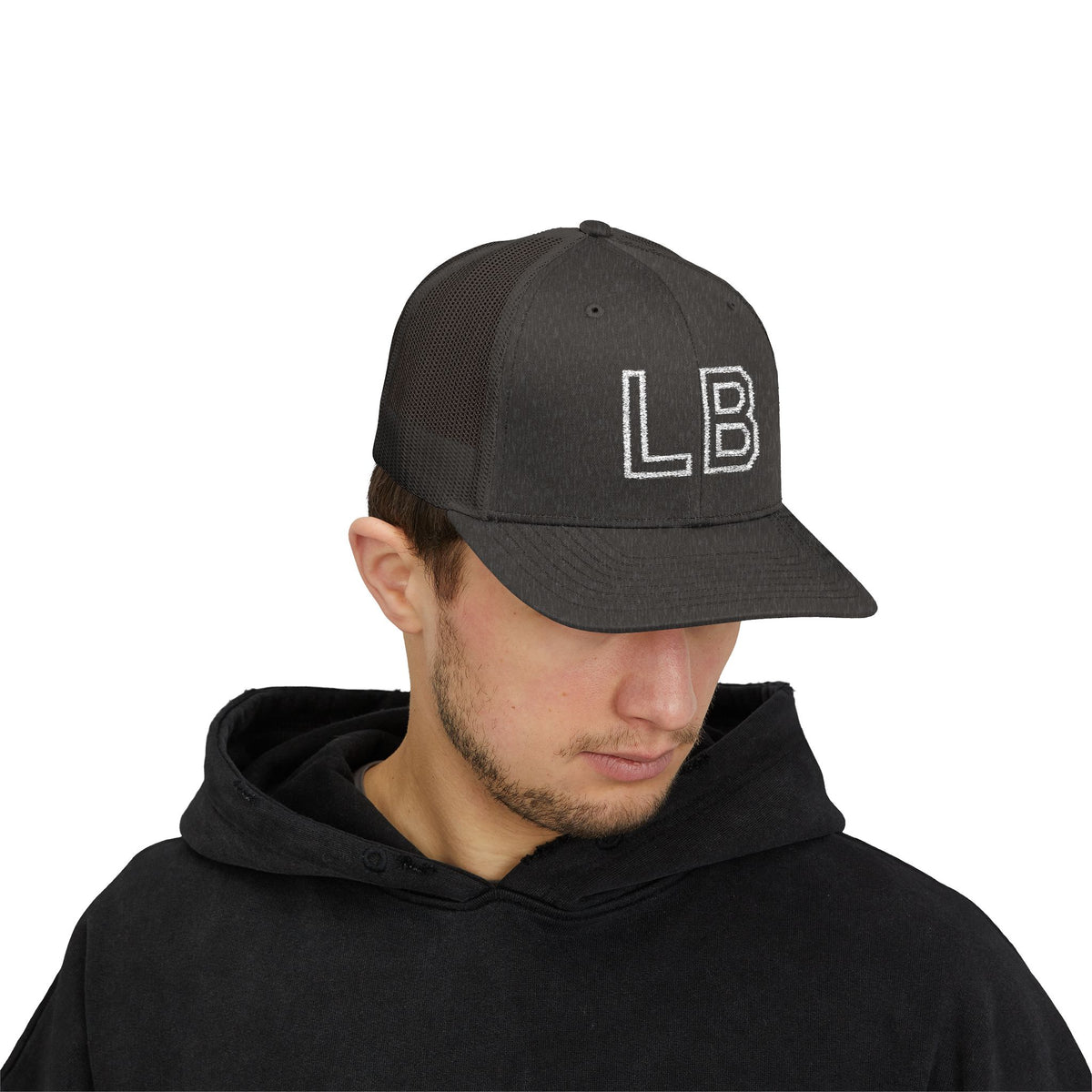 LB Green and White Snapback Trucker Cap