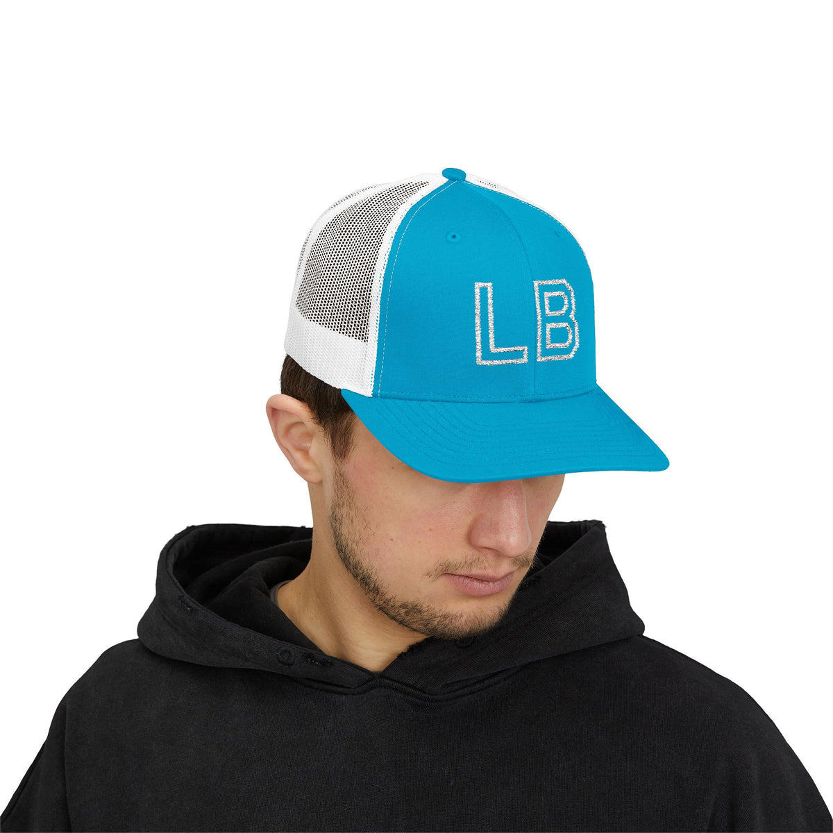 LB Green and White Snapback Trucker Cap
