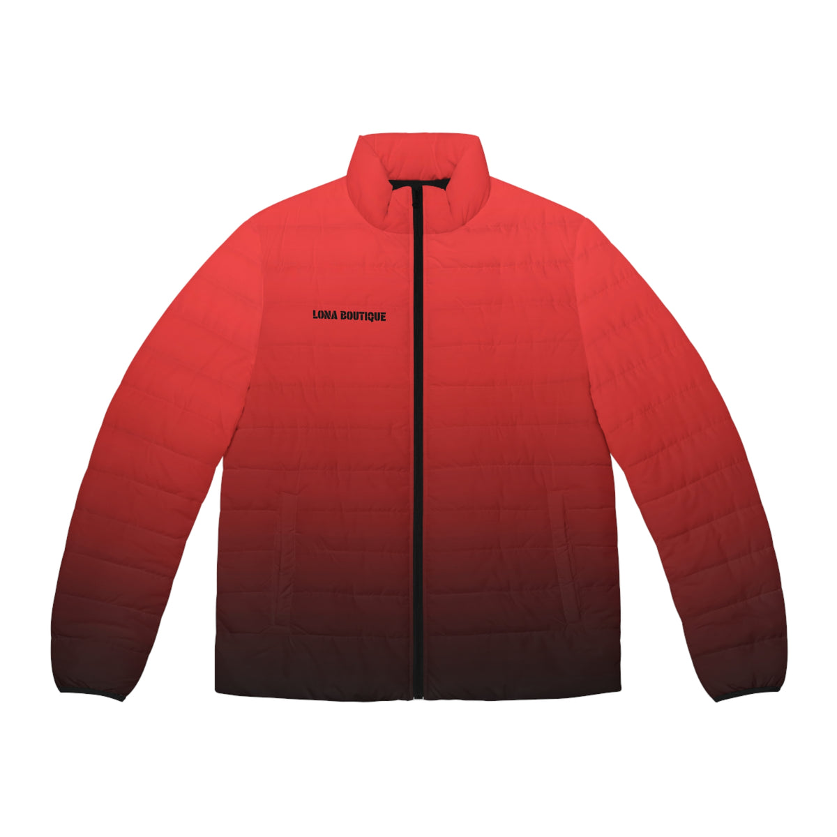 LONA BOUTIQUE Red-to-Black Gradient Puffer Jacket