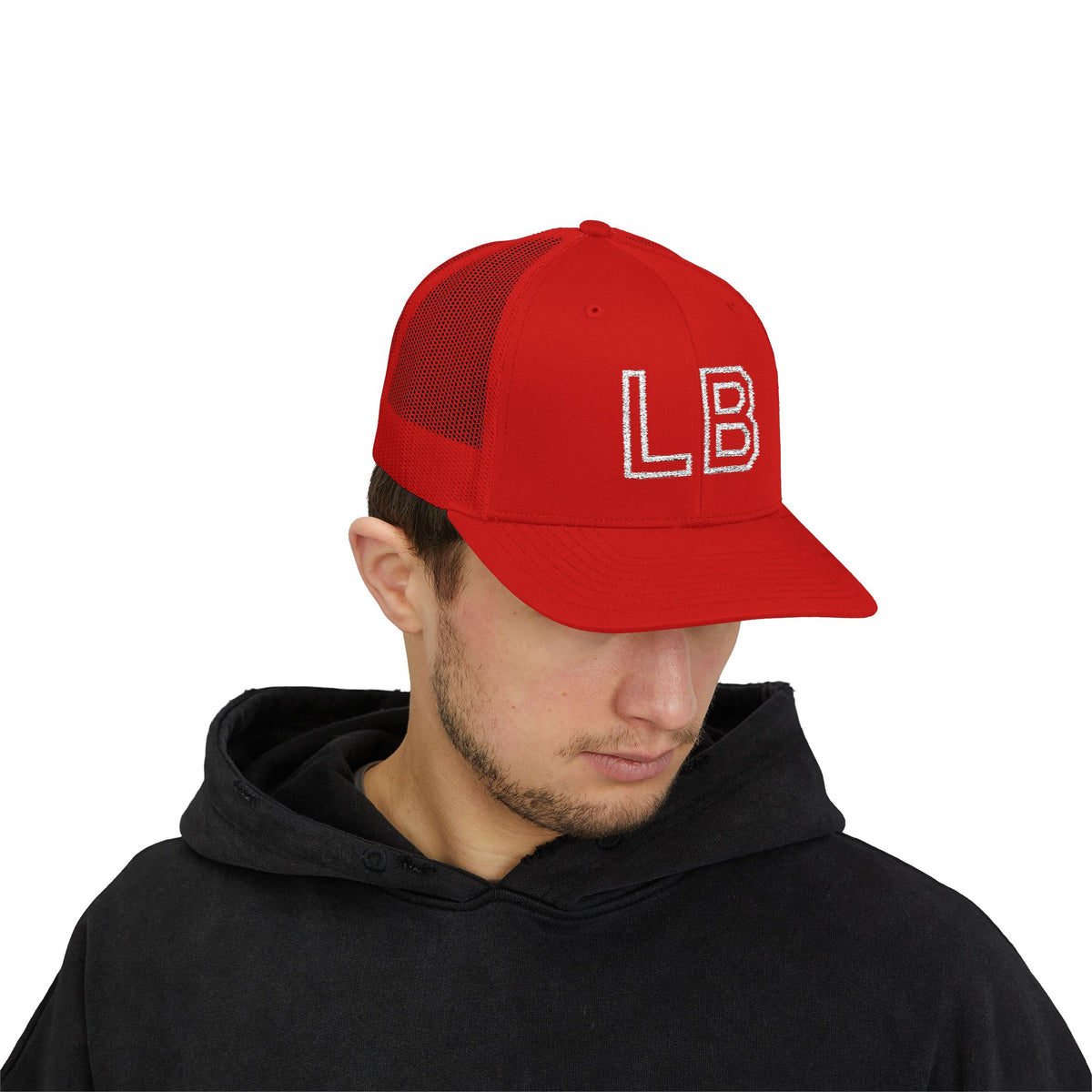 LB Green and White Snapback Trucker Cap