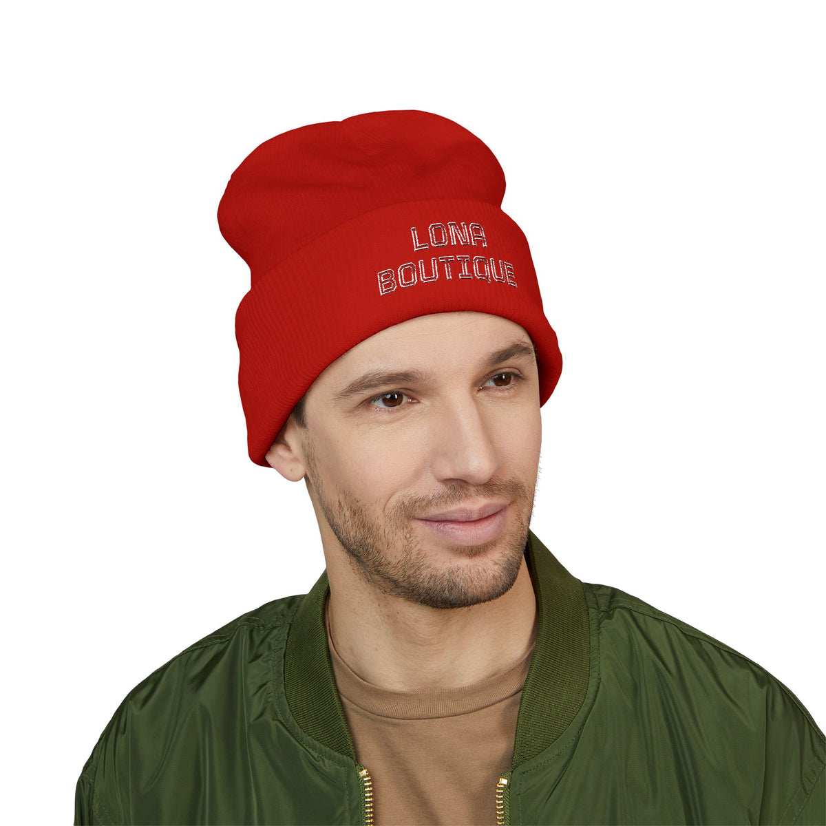 Love Yourself – Bestickte Unisex-Beanie mit Umschlag