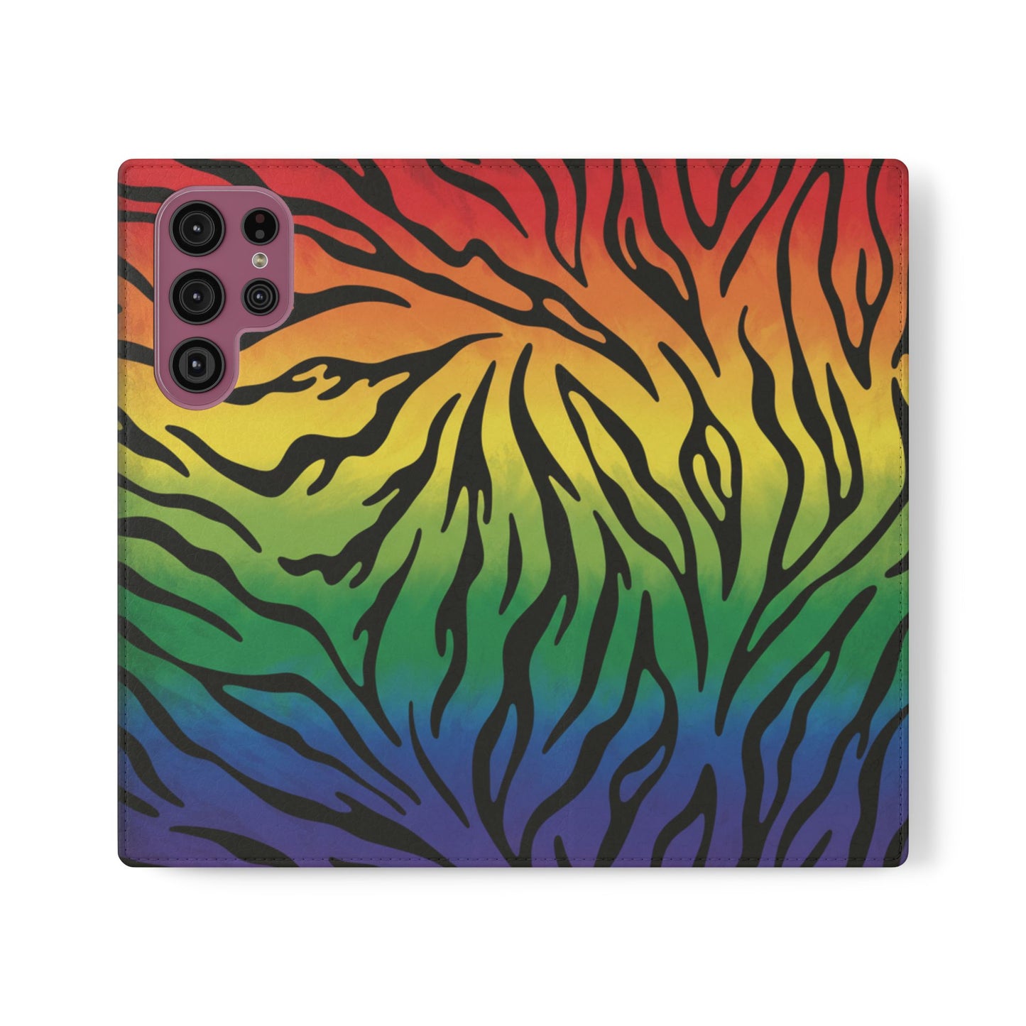 Rainbow Zebra Flip Phone Case – Colorful Pride Wallet Cover