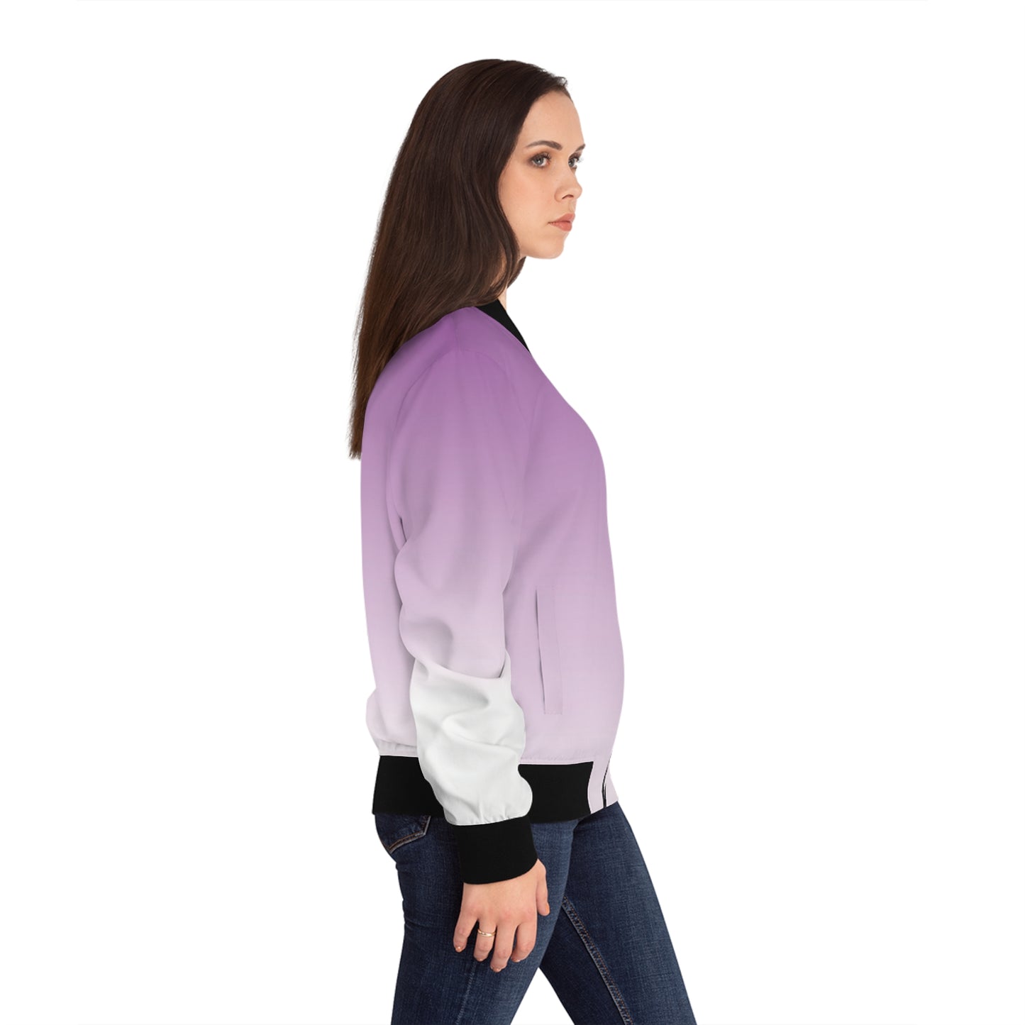 Purple Ombre Bomber Jacket — Women's Gradient Flight Jacket