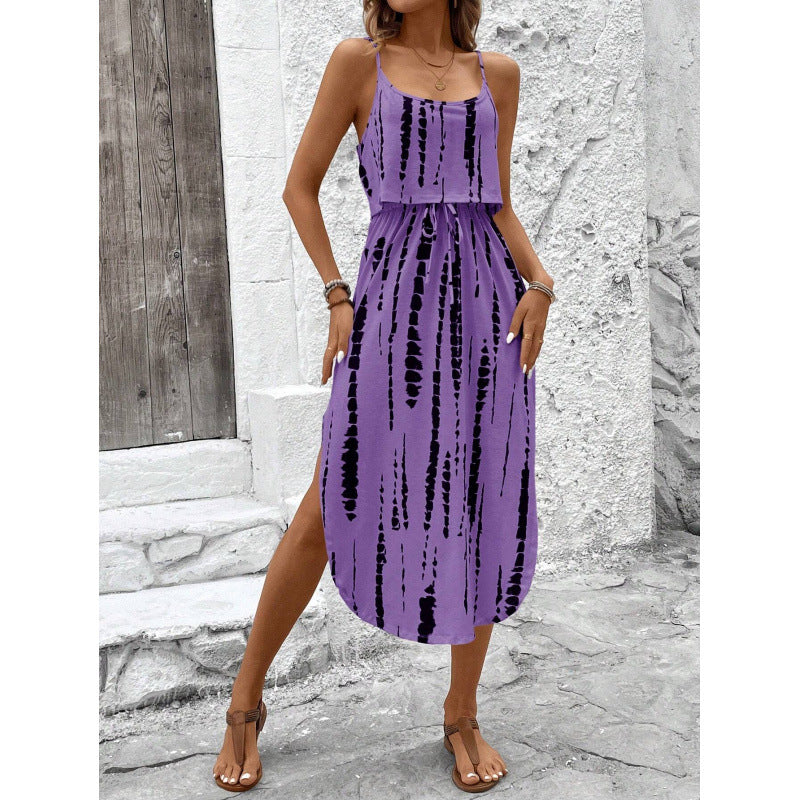 Damen Trägerkleid mit Print – Midi-Kleid in vielen Farben & Mustern