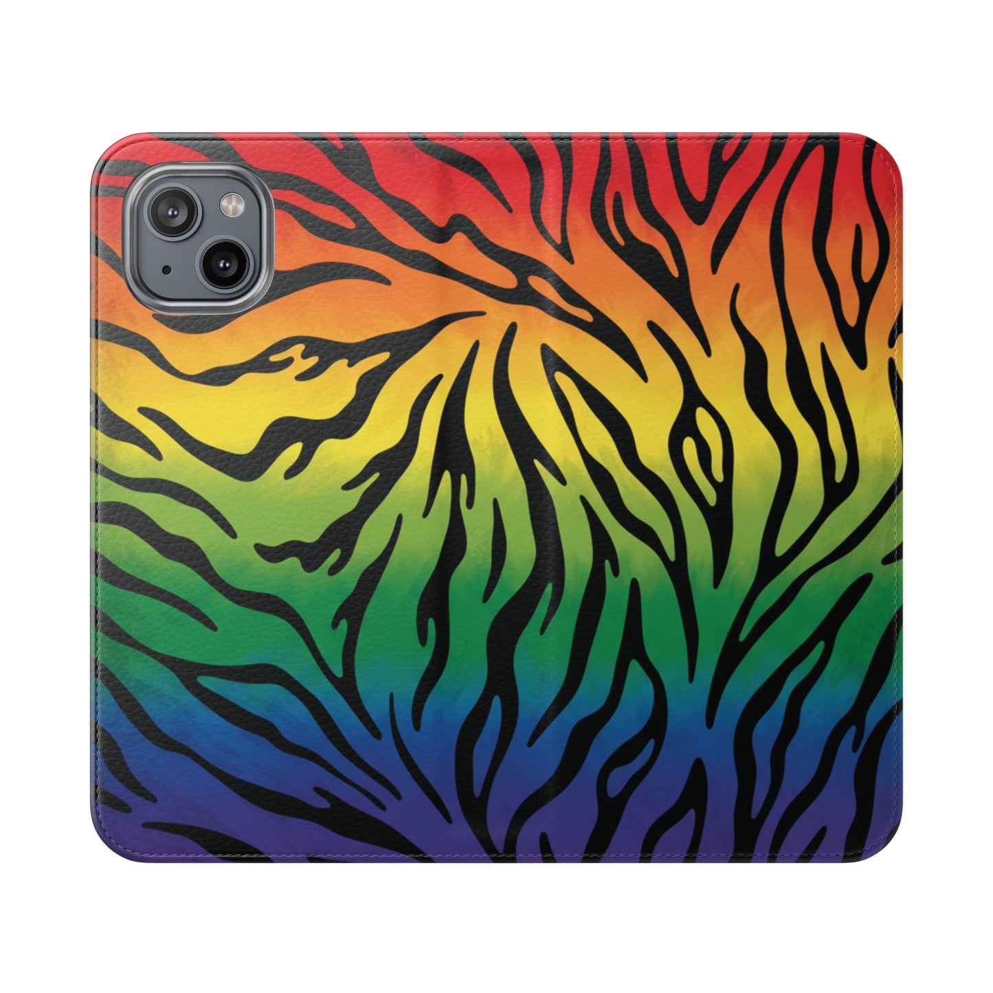 Rainbow Zebra Flip Phone Case – Colorful Pride Wallet Cover