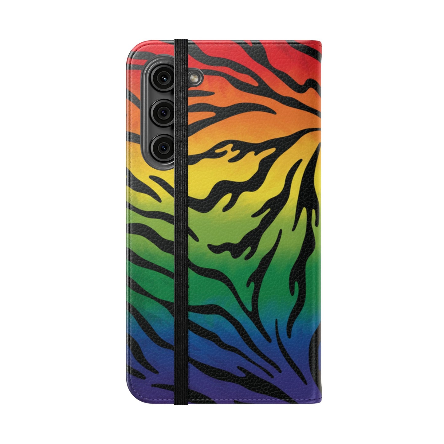 Rainbow Zebra Flip Phone Case – Colorful Pride Wallet Cover