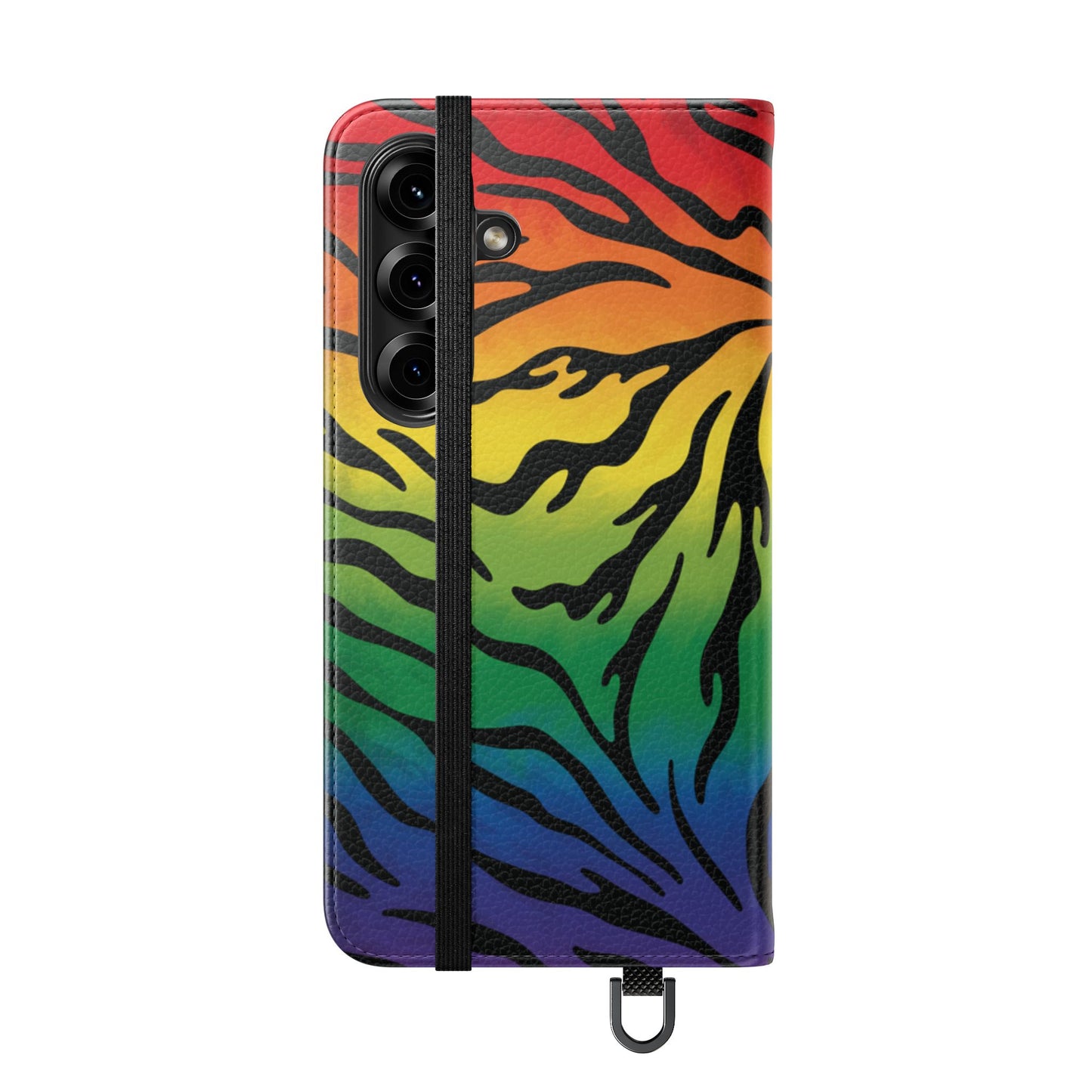 Rainbow Zebra Flip Phone Case – Colorful Pride Wallet Cover