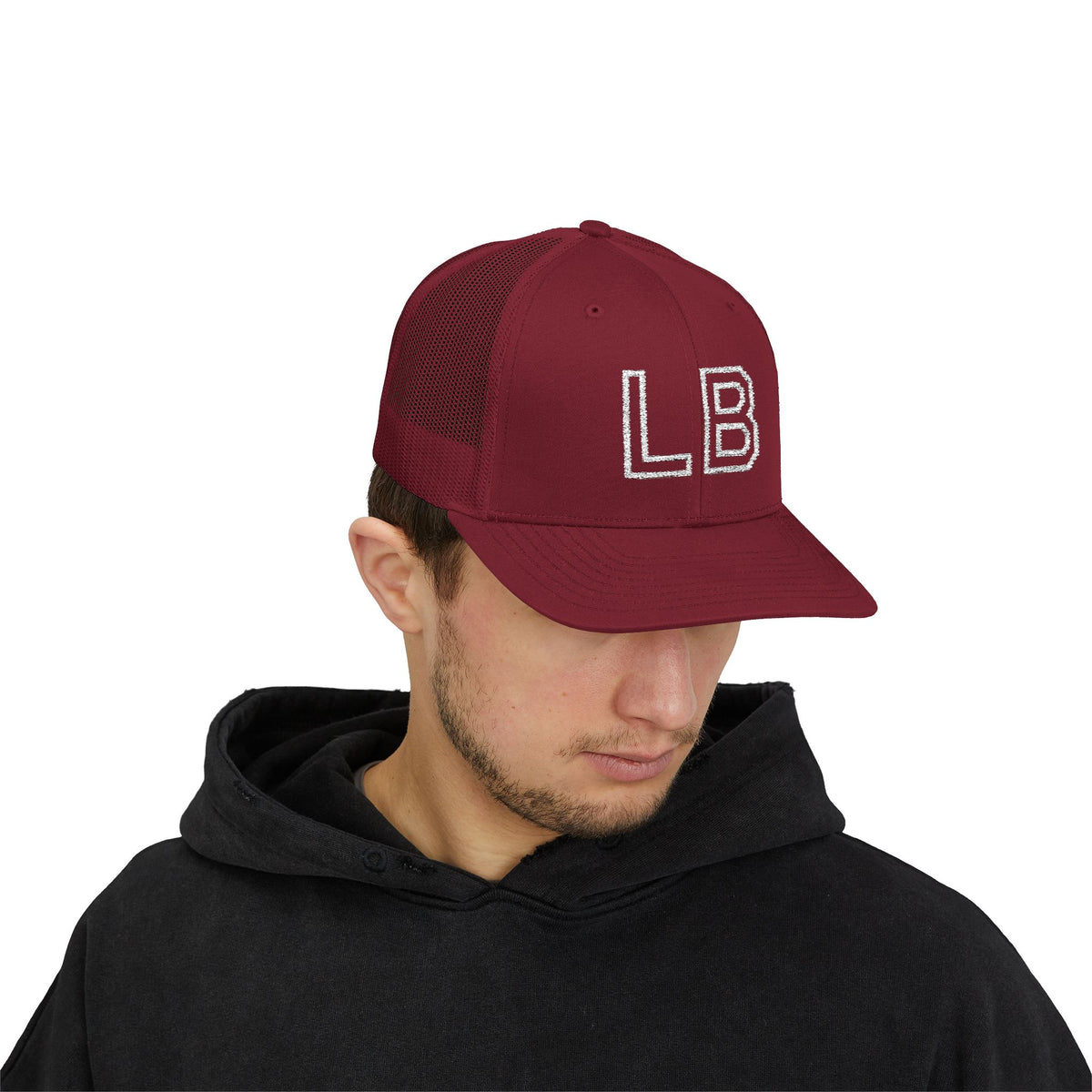 LB Green and White Snapback Trucker Cap