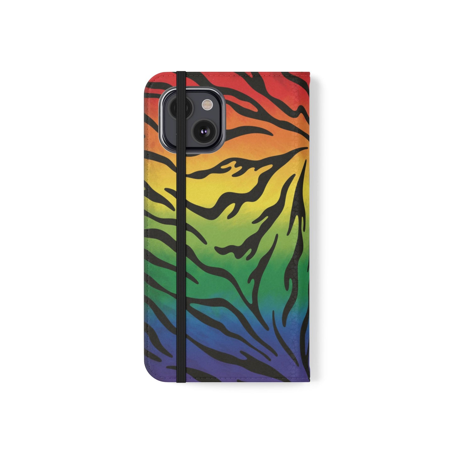 Rainbow Zebra Flip Phone Case – Colorful Pride Wallet Cover