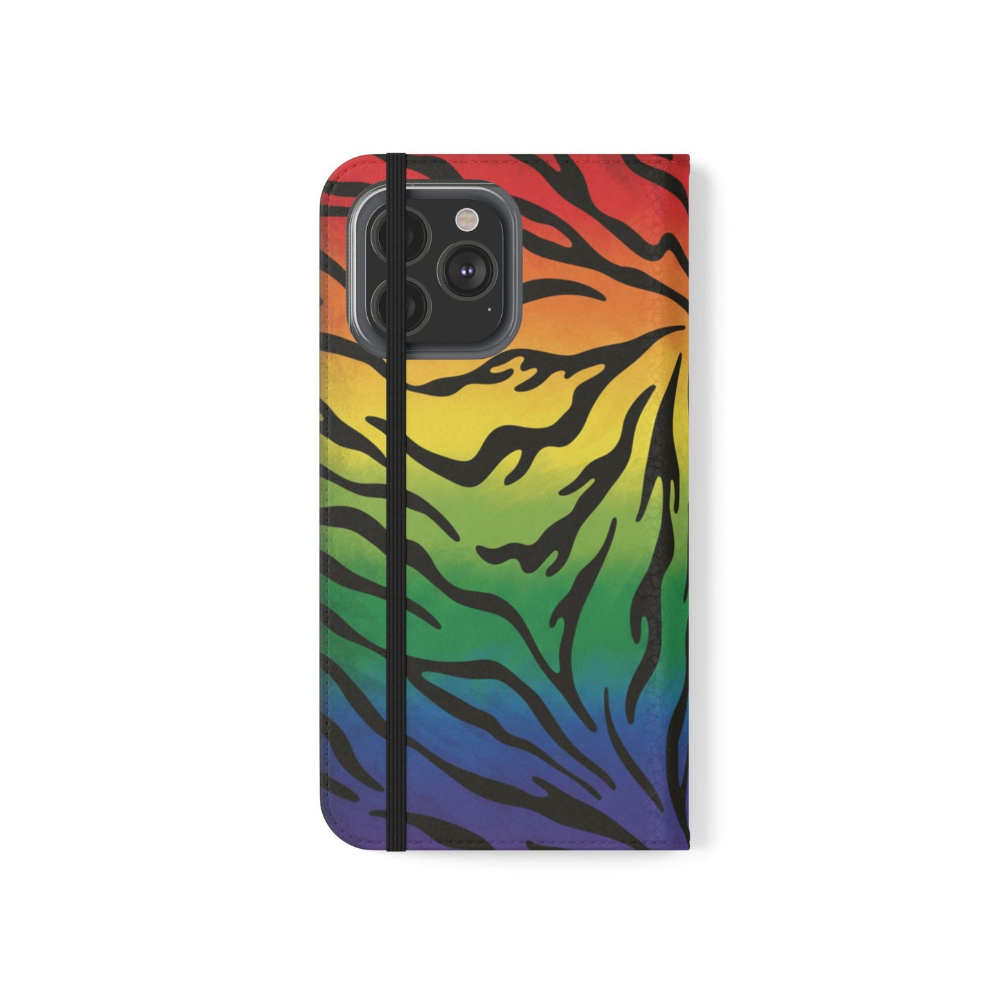 Rainbow Zebra Flip Phone Case – Colorful Pride Wallet Cover