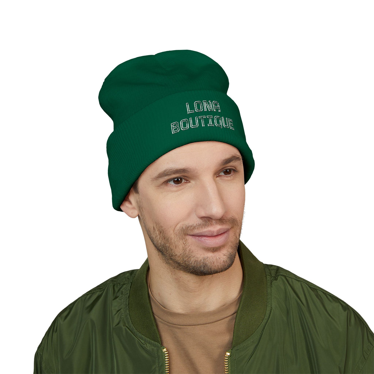 Love Yourself – Bestickte Unisex-Beanie mit Umschlag