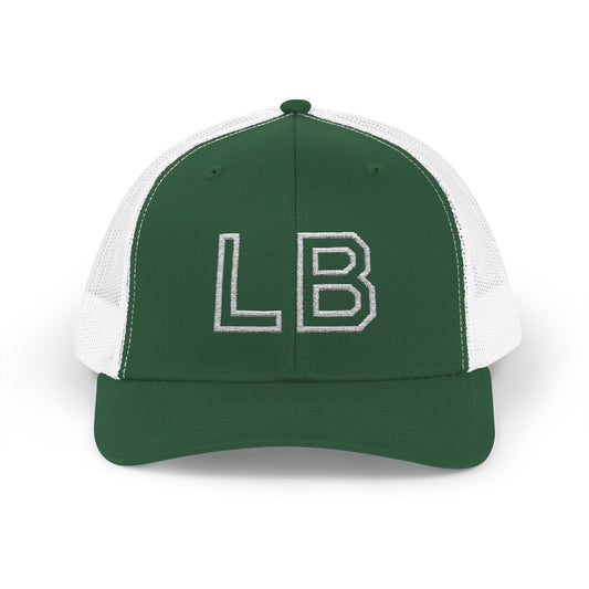 LB Green and White Snapback Trucker Cap