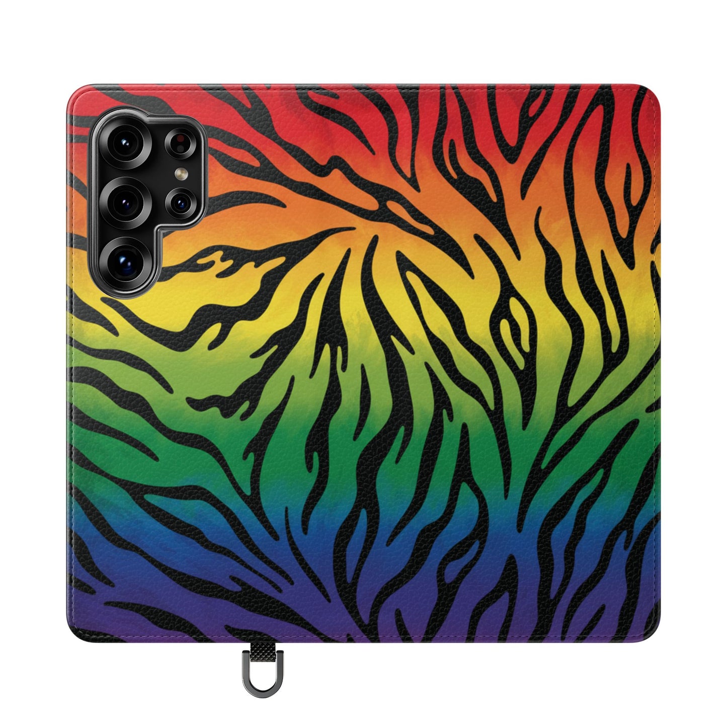 Rainbow Zebra Flip Phone Case – Colorful Pride Wallet Cover