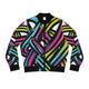 Neon Ribbon Women’s Bomber Jacket — Abstract Graffiti AOP