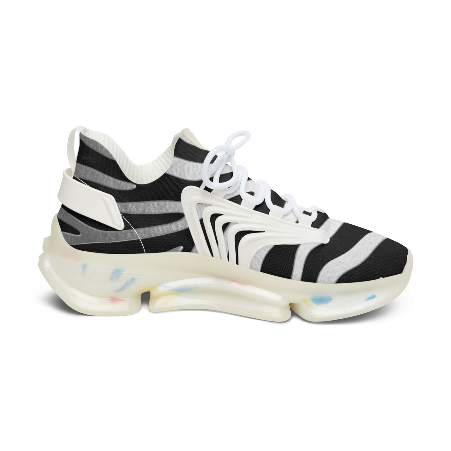 Zebra-Print Mesh Sneakers — Women's Lightweight Athletic Shoes