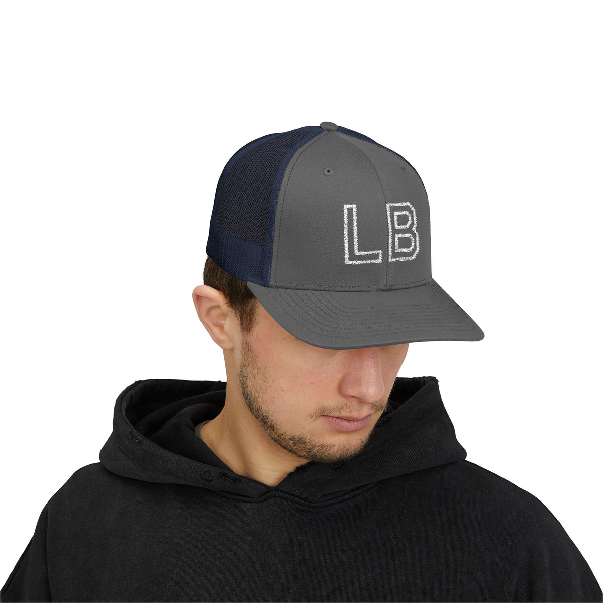 LB Green and White Snapback Trucker Cap
