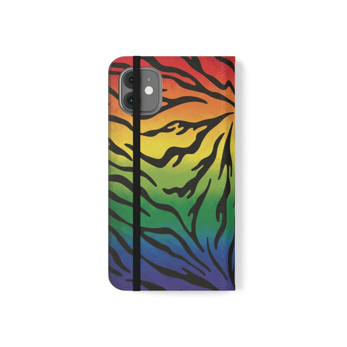 Rainbow Zebra Flip Phone Case – Colorful Pride Wallet Cover