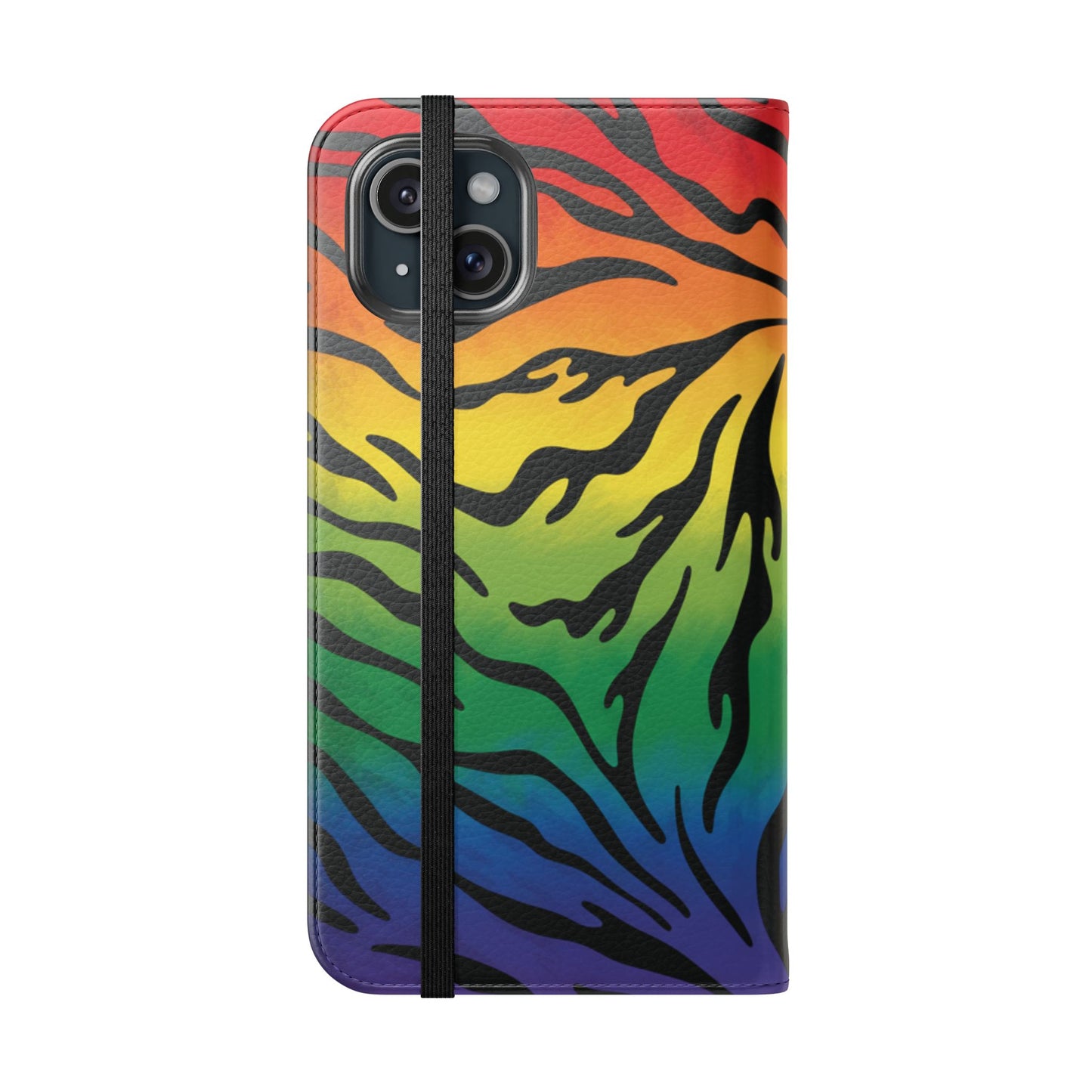 Rainbow Zebra Flip Phone Case – Colorful Pride Wallet Cover