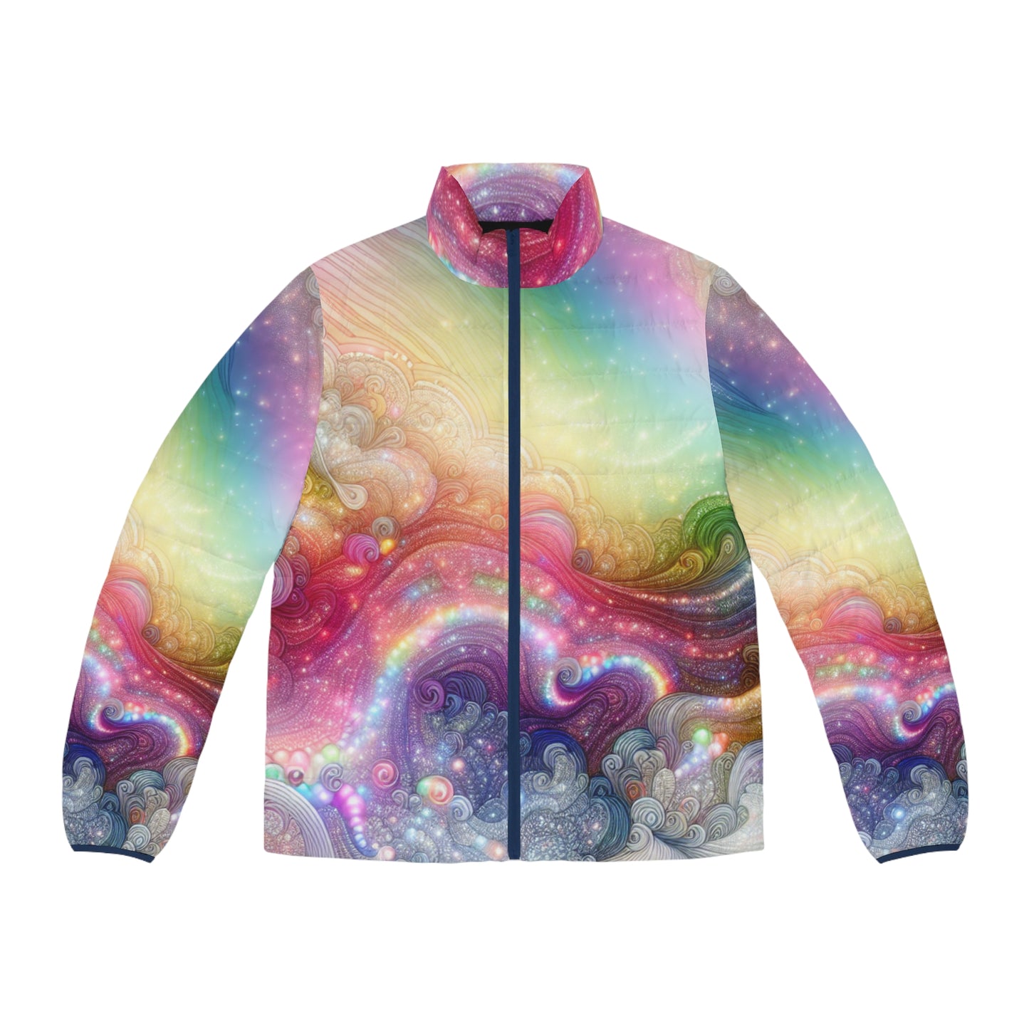 Puffer Jacket — Rainbow Dreamscape All-Over Print