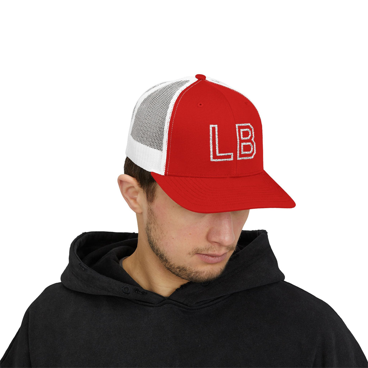 LB Green and White Snapback Trucker Cap