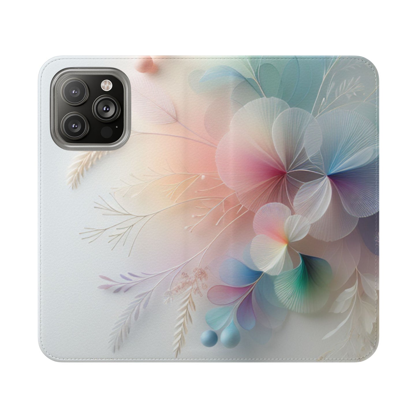Floral Dream Flip Phone Case - Pastel Watercolor Wallet Cover