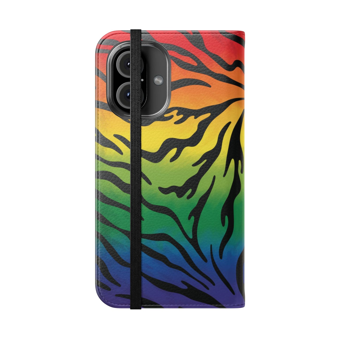 Rainbow Zebra Flip Phone Case – Colorful Pride Wallet Cover