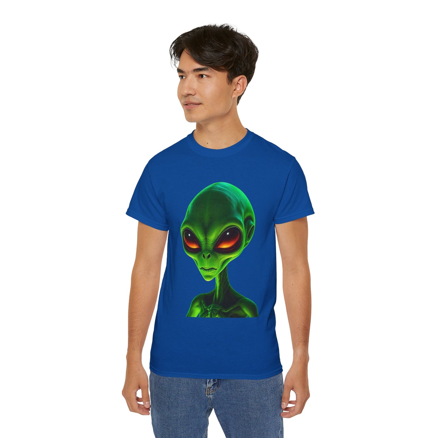 Alien Head Tee – Green Extraterrestrial Graphic T-Shirt