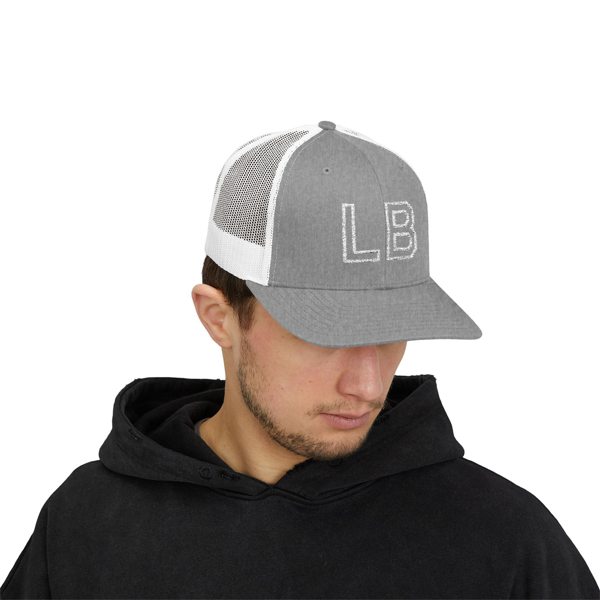 LB Green and White Snapback Trucker Cap