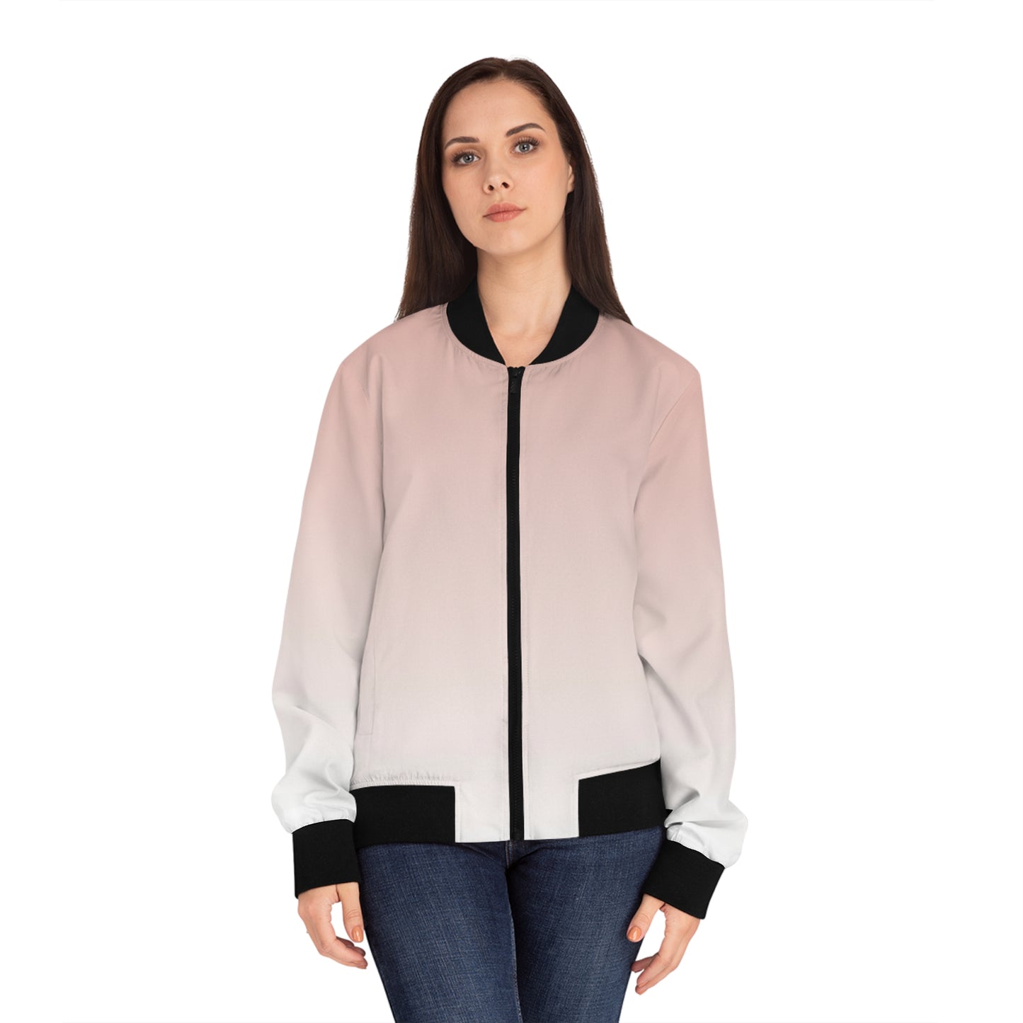 Pink Ombre Bomber Jacket — Women's Lightweight Gradient Jacket
