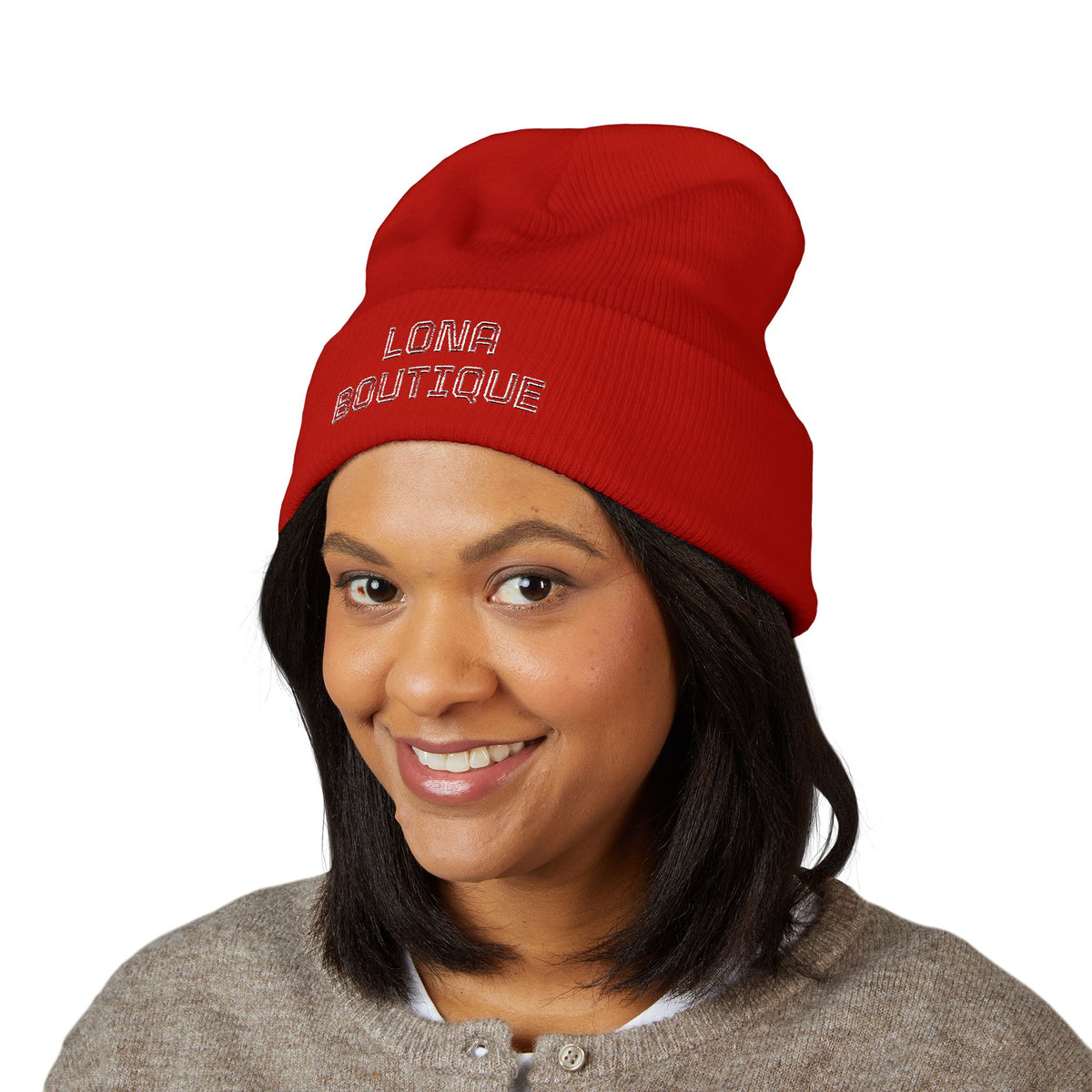 Love Yourself – Bestickte Unisex-Beanie mit Umschlag