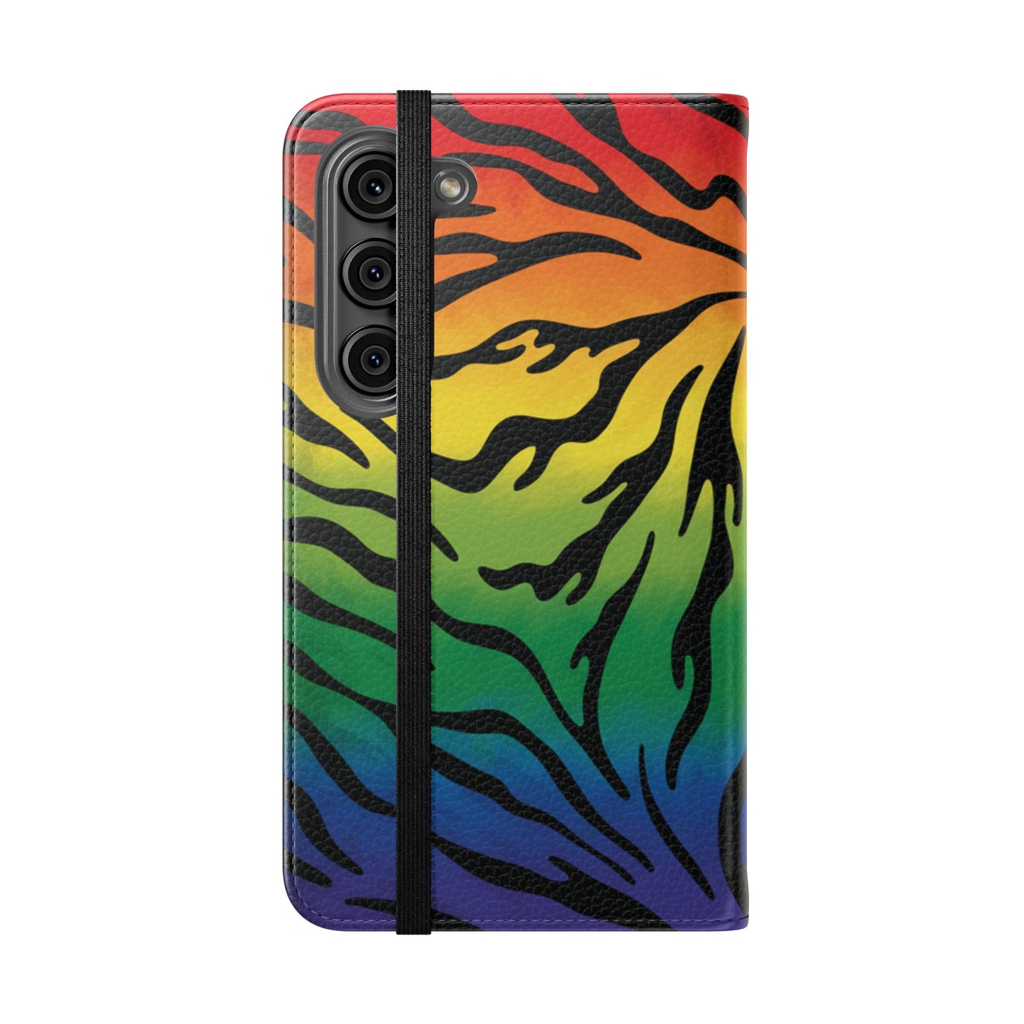 Rainbow Zebra Flip Phone Case – Colorful Pride Wallet Cover