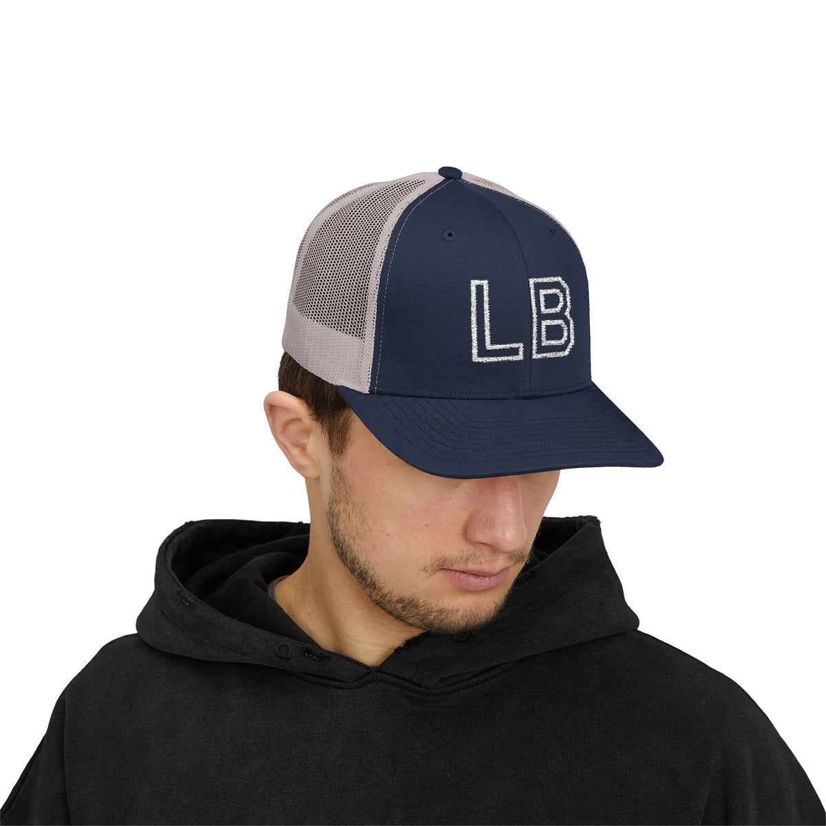 LB Green and White Snapback Trucker Cap